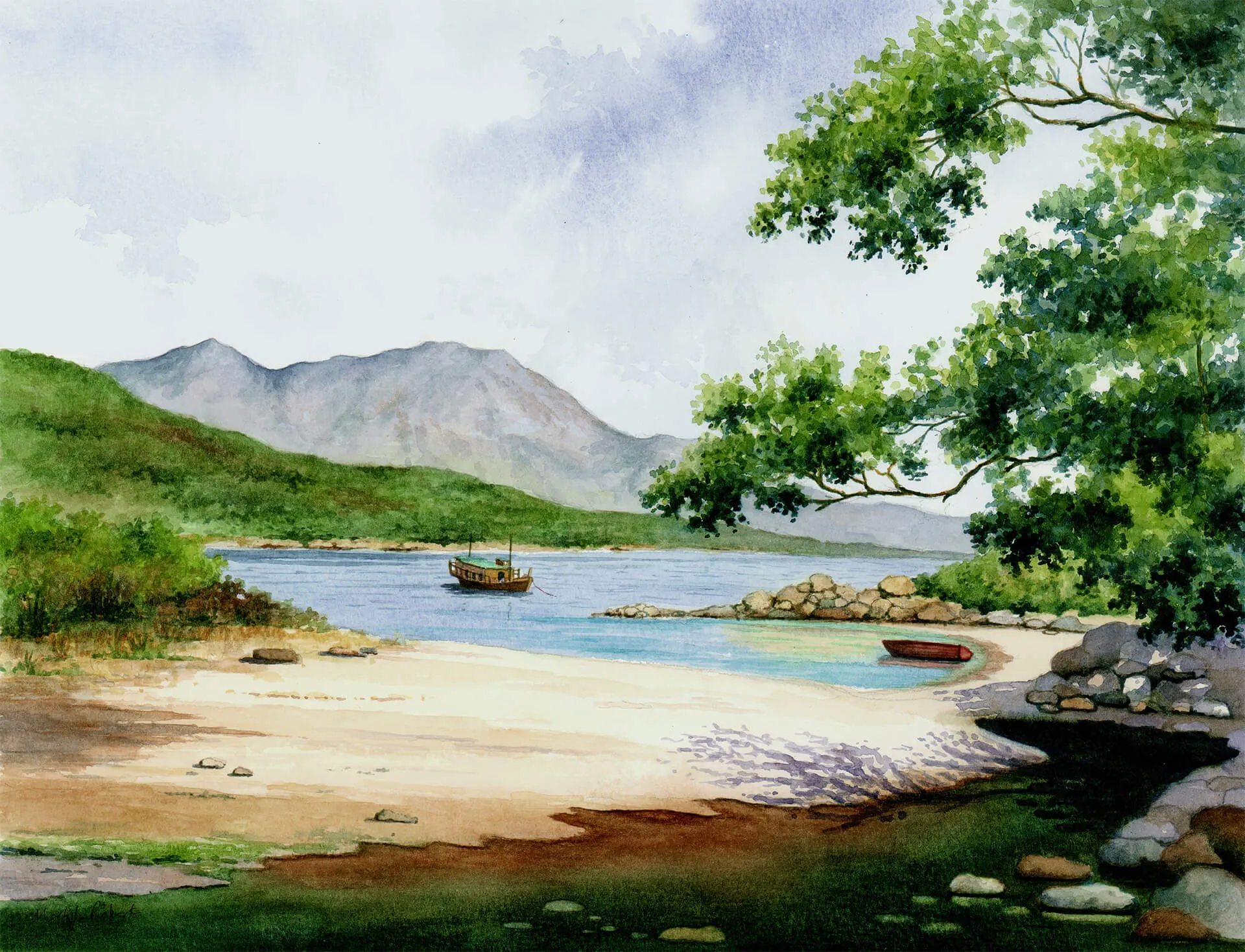 Lantau Island, watercolour by Mark Talbot Roberts