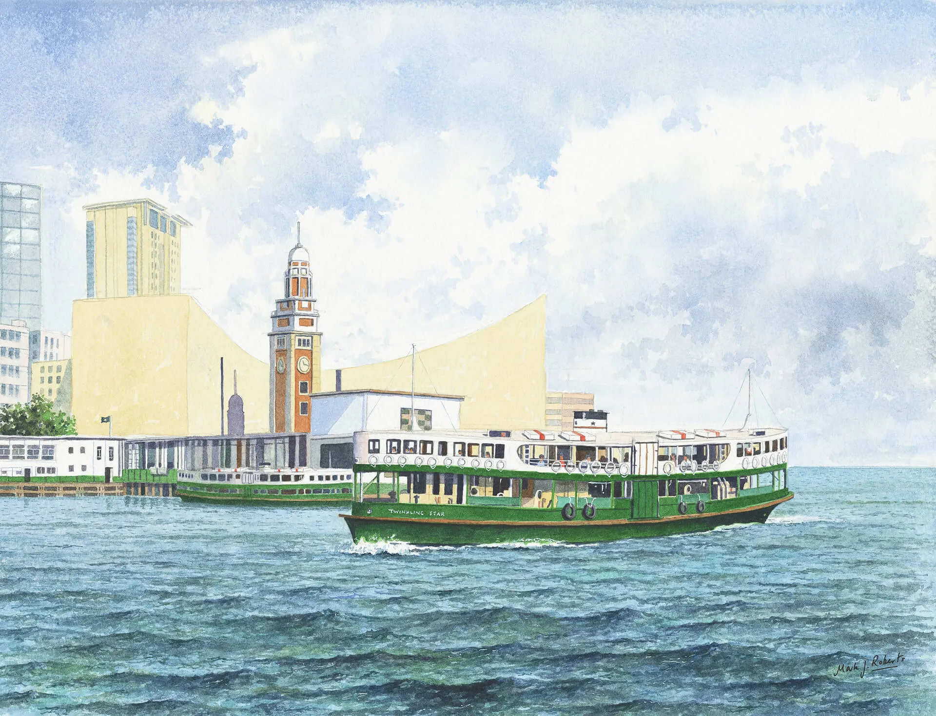 The Star Ferry, Hong Kong, watercolour by Mark Talbot Roberts